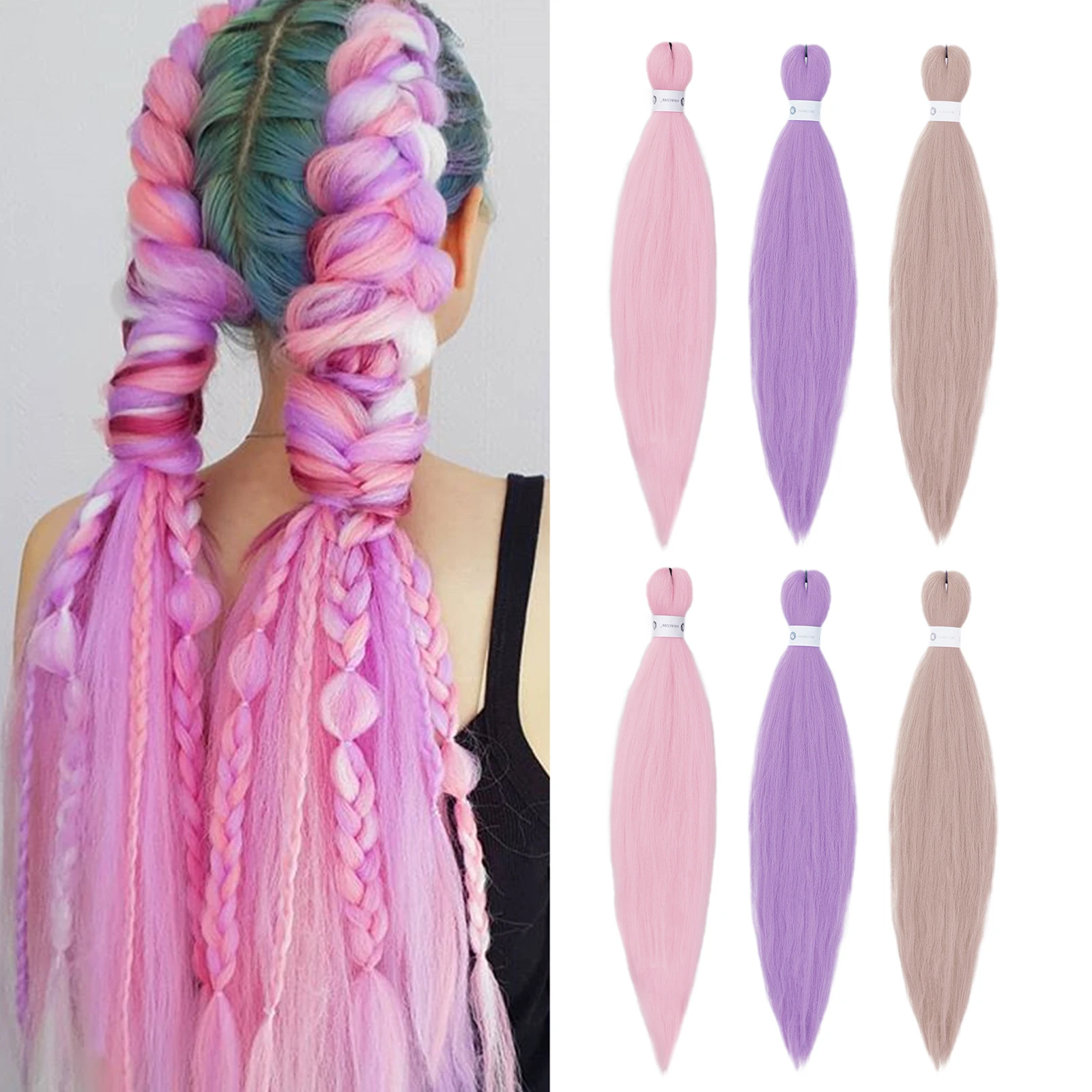 

100G 26inch Long Jumbo Braid Hair Single Color Braids Synthetic Hair Extension Wholesale Pre Stretched Yaki Texture 6Pcs