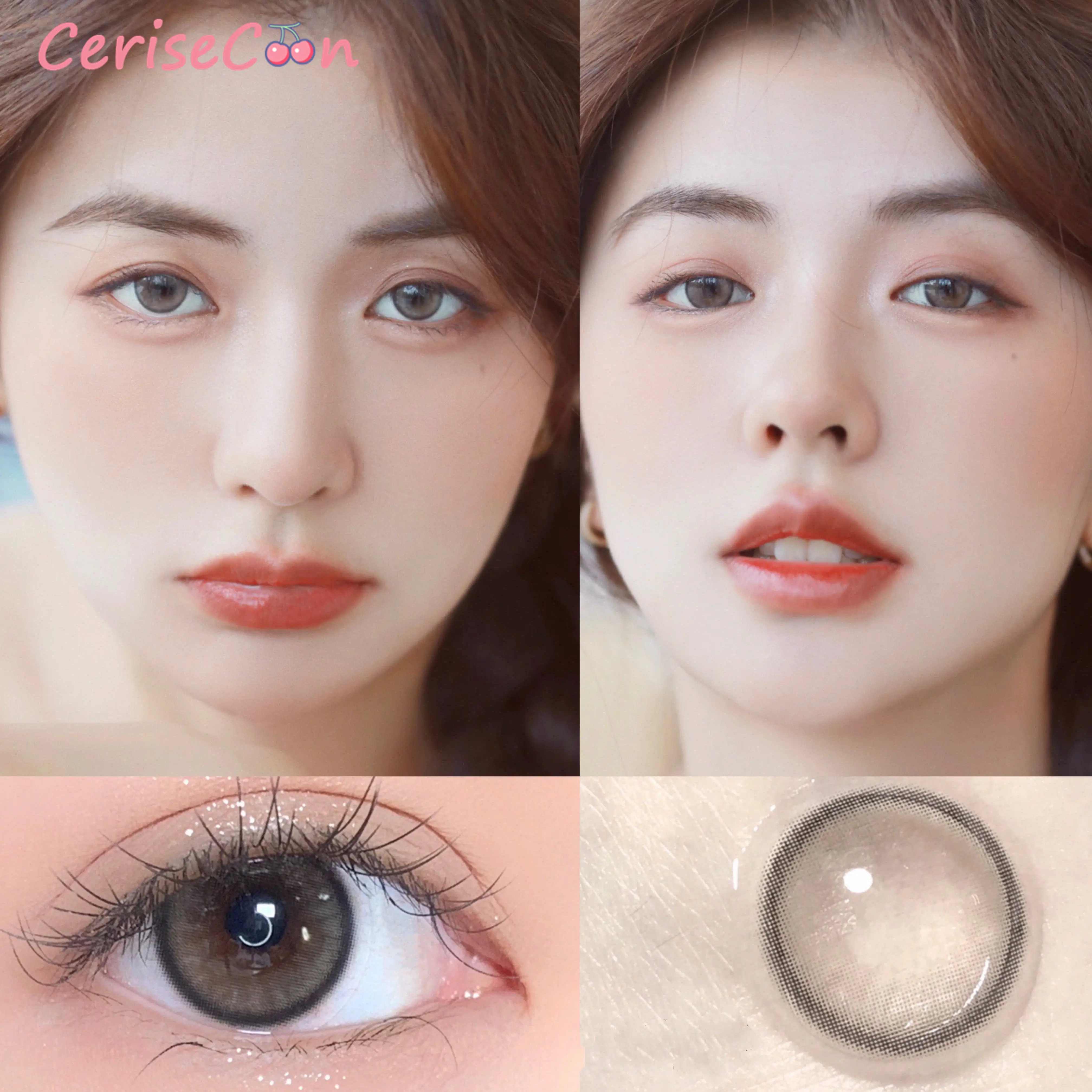 

Цветные контактные линзы Cerisecon, жемчужные, серые, косметические, большие, красивые, натуральные линзы для глаз при близорукости, диоптрии