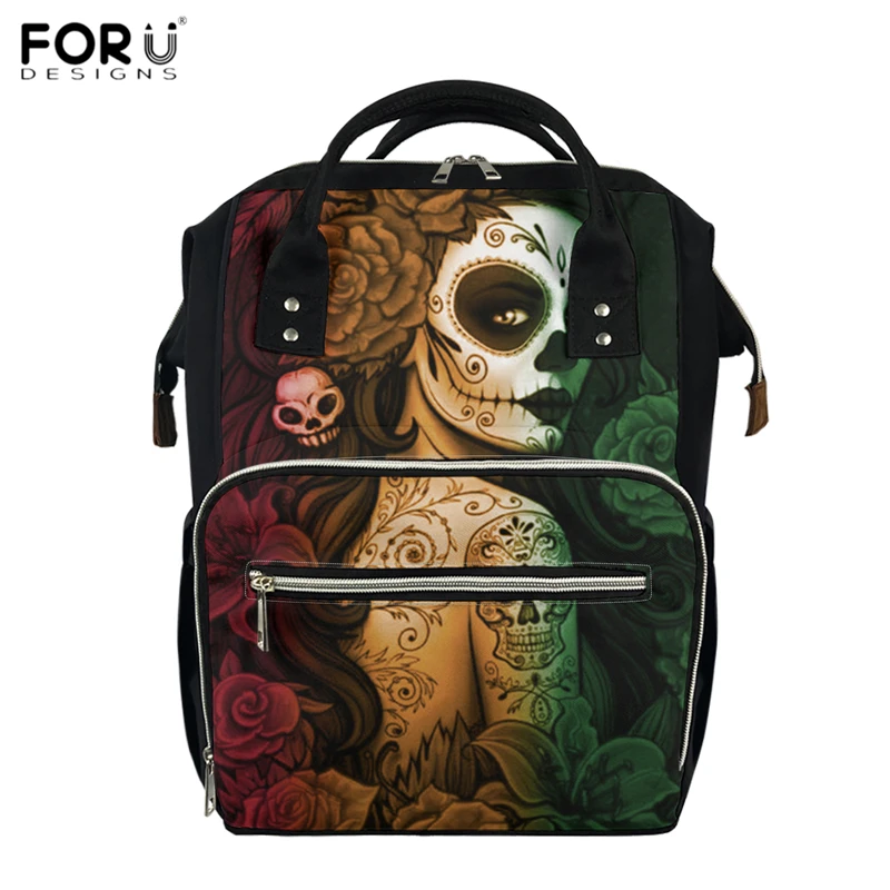 

FORUDESIGNS The Day of The Dead Design Nappy Backpacks Gothic Skull Girl 3D Print Mummy Baby Diaper Bags Pregnant Nursing Bag