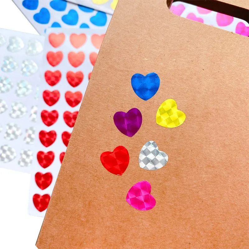 540pcs Sealing Stickers Children Student Reward Stationery Laser Love Heart Blank DIY Wedding Birthday Gift Decoration - купить по