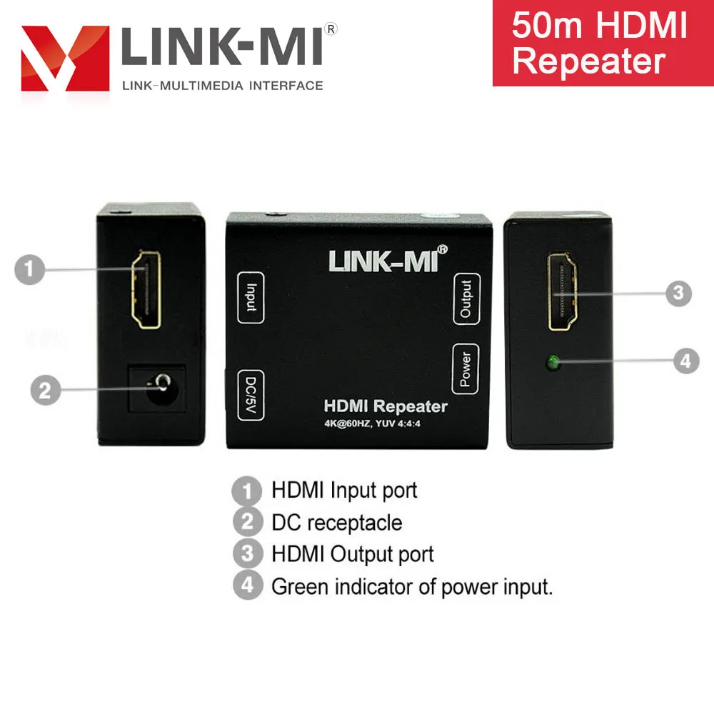 Фото Усилитель сигнала HDMI, 50 м, удлинитель HDMI 4K при 60 Гц, 50 м под 1080P при 60 Гц, 2,0 HDMI-повторитель №2