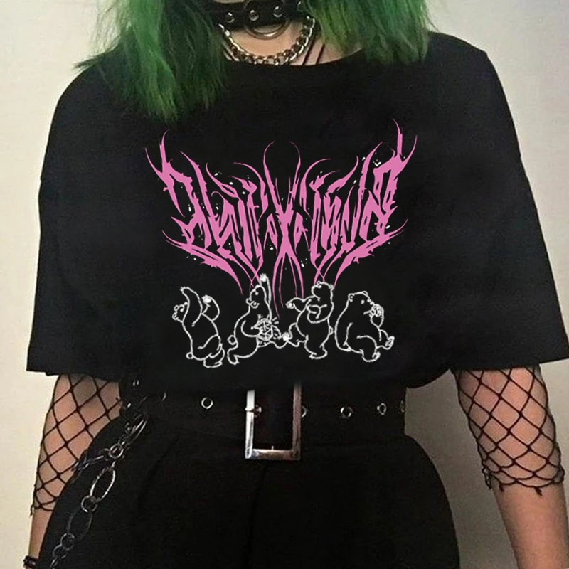 Летняя одежда Goth в стиле Харадзюку корейская мода футболка Y2k кавайная женская