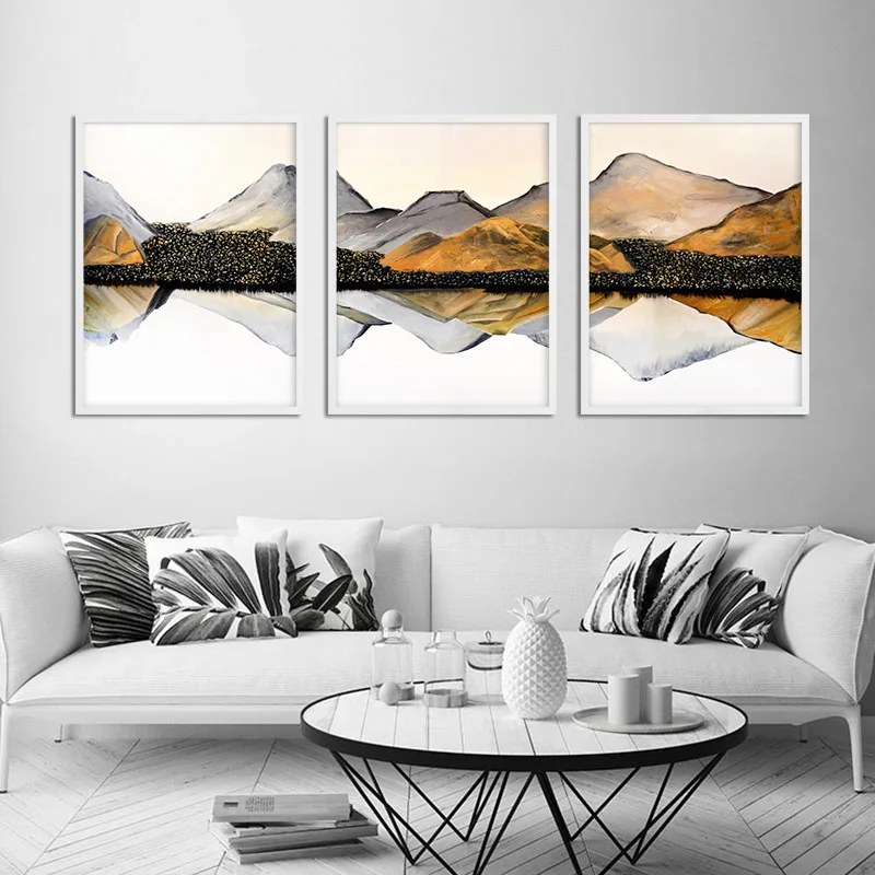 

Mountain Reflection Abstract Wall Poster Landscape Canvas Print Decorative Painting Contemporary Art Home Decoration Picture