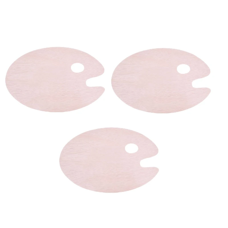 

3Pcs Wooden Paint Palette Wood Palette Oval Shaped 8 x 12 Inch Wooden Paint Tray Use with Acrylic Watercolor and Brushes