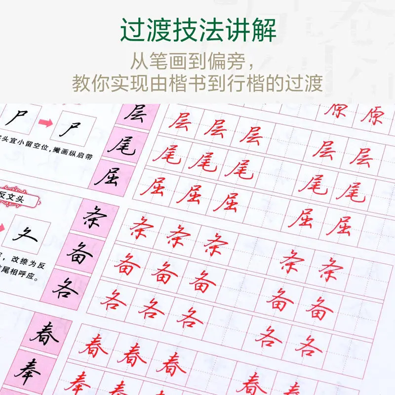 

4Pcs/Set 7000 Common Chinese Characters Copybook Kai Shu,Xing Shu,Xing Kai Chinese Pen Calligraphy Copybook