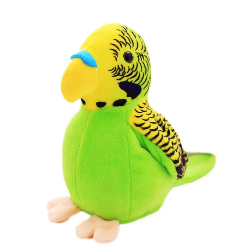 green budgie Калькулятор попугай плюшевые игрушки, забавные говорящие и записывающие повторяют развевающиеся крылья электрическая птица чучела Детская плюшевая игрушка - Цвет: green budgie