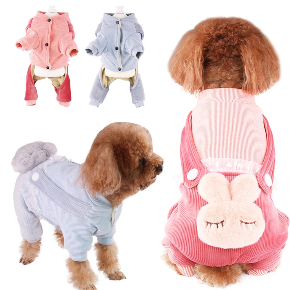 

Winter Dog Cotton Coat Cute Four Legs Plush Thicken Pet Clothes Puppy Outdoor Walking Warm Padded Overalls Fashion Cat Clothing