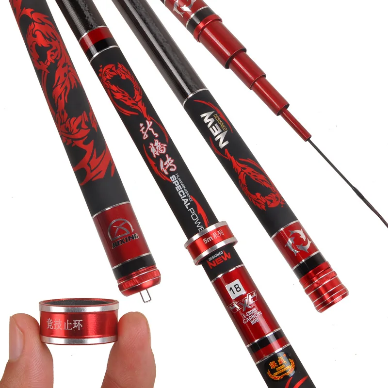 3.6m-6.3m Fishing Rod Black Pit Carbon Taiwan Fishing Peche Light and Hard 19 Tone Herring Wedkarstwo Vara De Pesca Fishing Gear