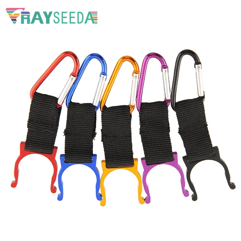 

5pcs/Lot Aluminum Alloy Climbing Carabiner Water Bottle Buckles Traveller Slide Lock Bottle Holder Clips For Camping Hiking