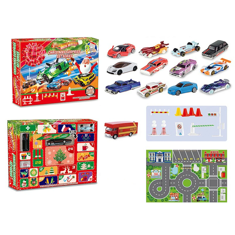 

24Pcs Car Toy Set Various Car Models With Traffic Instructions Map Blind Box Toy Gift Decompression Car Toy