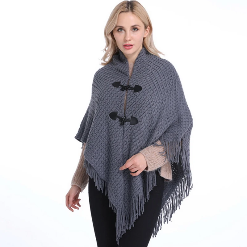 Женская накидка с бахромой СВОБОДНЫЙ Модный пуловер белого черного серого