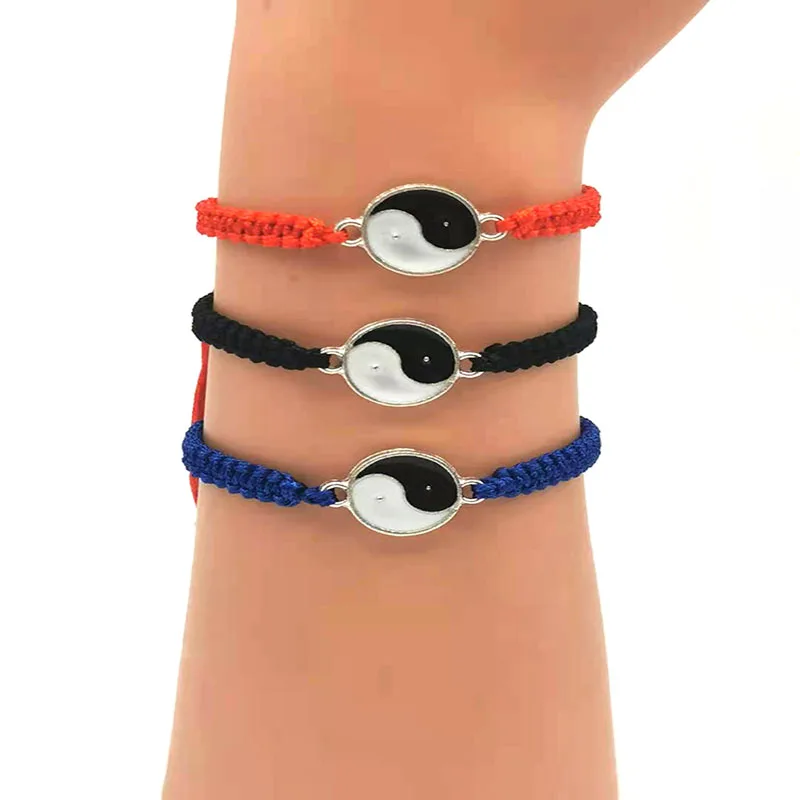 

12Pieces Taiji Bagua Yin-Yang Diagram Alloy Accessories Woven Lovers Bracelet Has The Effect Of Deterring Evil Given As A Gifts