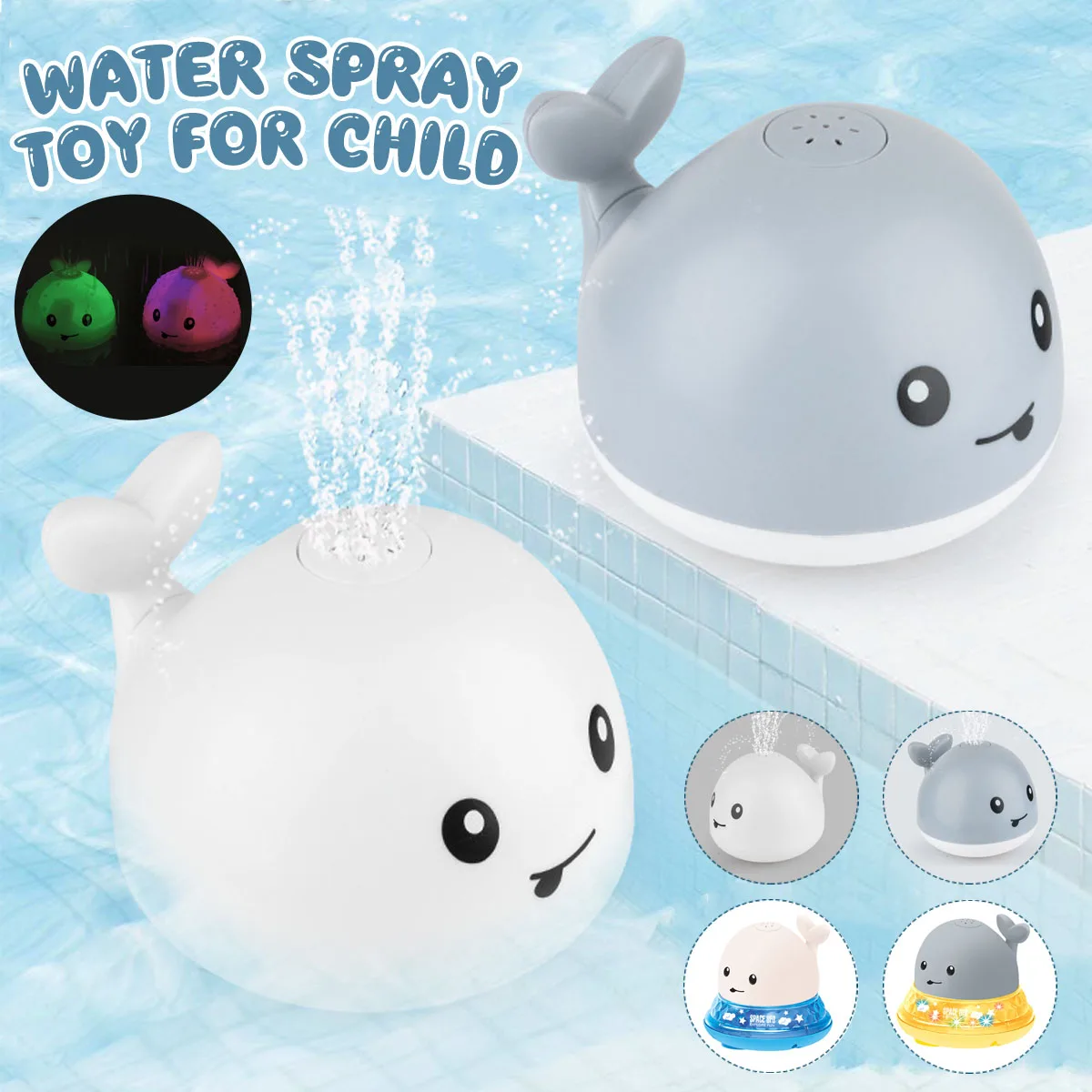 

Baby Sensing Bath Toys Shower Play Water Whale Spray Fun LED Light Musical Ball Kids Bathing Tub Waterproof Bath Toys Kids Gift