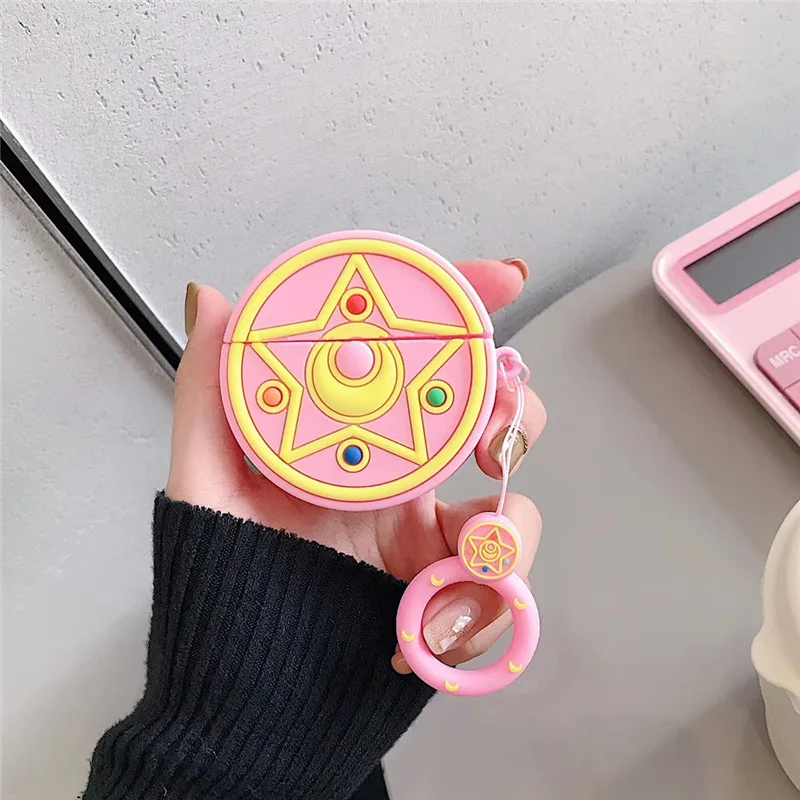 pink 3D чехол с принтом "Сейлор Мун" для Airpods pro милые аксессуары Bluetooth наушники защитная крышка для airpod pro 3 мультяшное Силиконовое кольцо - Color: pink