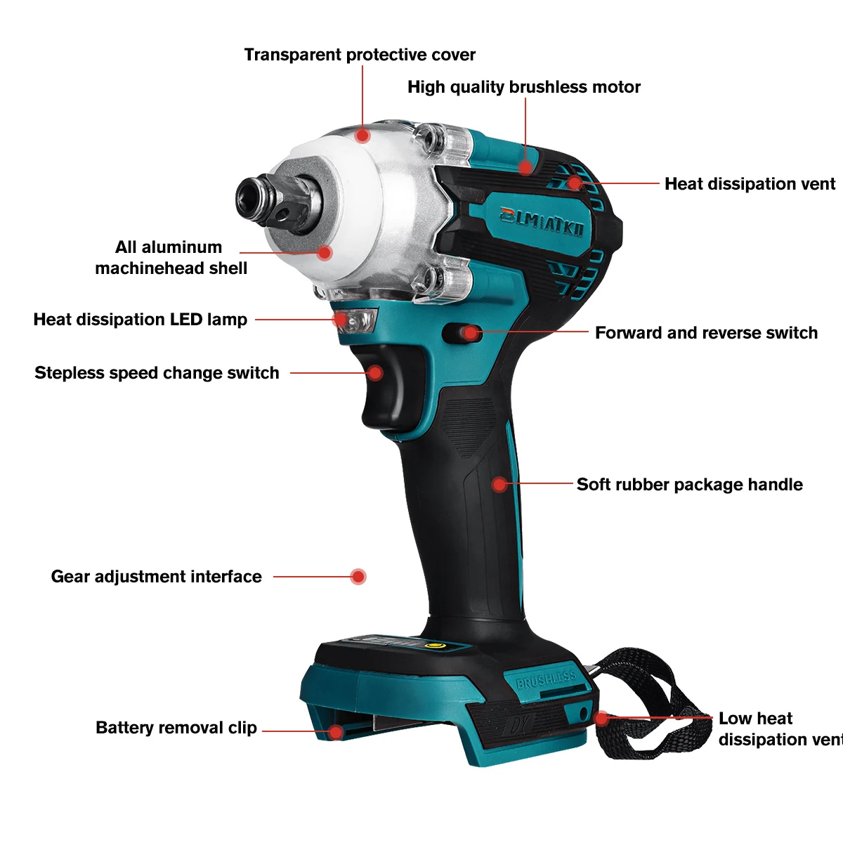 2 In 1 18V Brushless Wrench Cordless Electric Screwdriver Impact Torque 1/2inch for Makita Battery | Инструменты