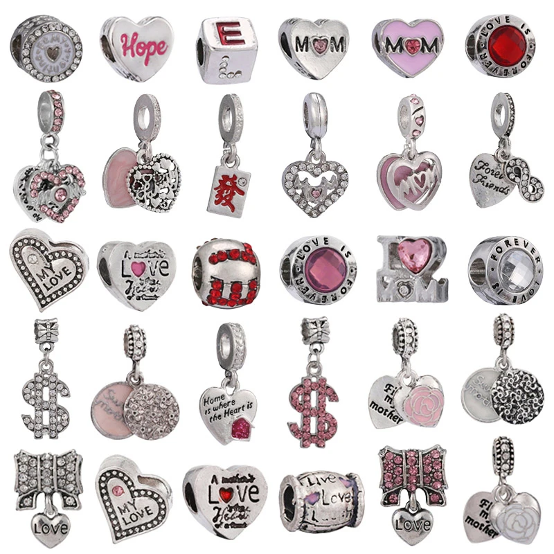 

2 шт./лот 45 стилей Подвески с буквами «мама» подходят для модного браслета с шармами «сделай сам» на День Матери ювелирные изделия подарок дл...