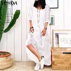 Платье женское винтажное кружевное длинное, белое повседневное праздничное платье VONDA, с расклешенным рукавом, для вечеринки, 2021, лето S-5XL