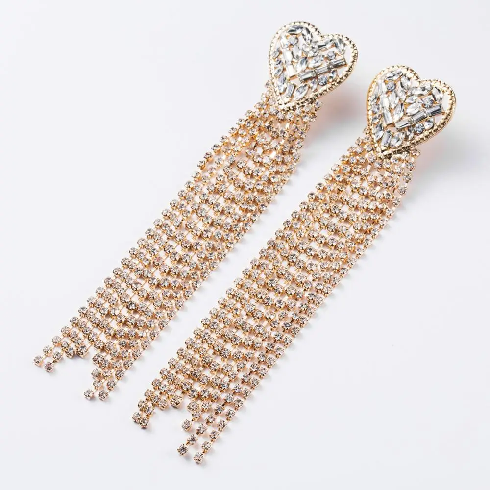 Женские серьги подвески с большим сердцем великолепные стразы модные ювелирные