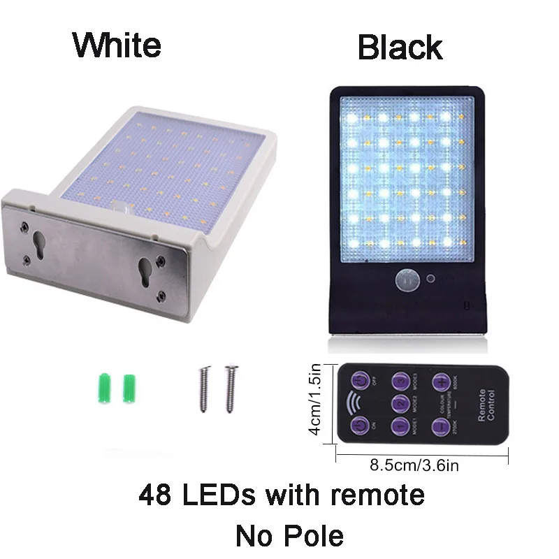48 LEDs Without Pole Новейший 450LM 48 светодиодный уличный светильник на солнечной энергии с датчиком движения PIR лампы для садовой безопасности уличный водонепроницаемый настенный светильник s - Испускаемый цвет: 48 LEDs Without Pole