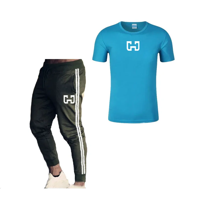 Компрессионные Мужские спортивные костюмы с принтом быстросохнущие комплекты