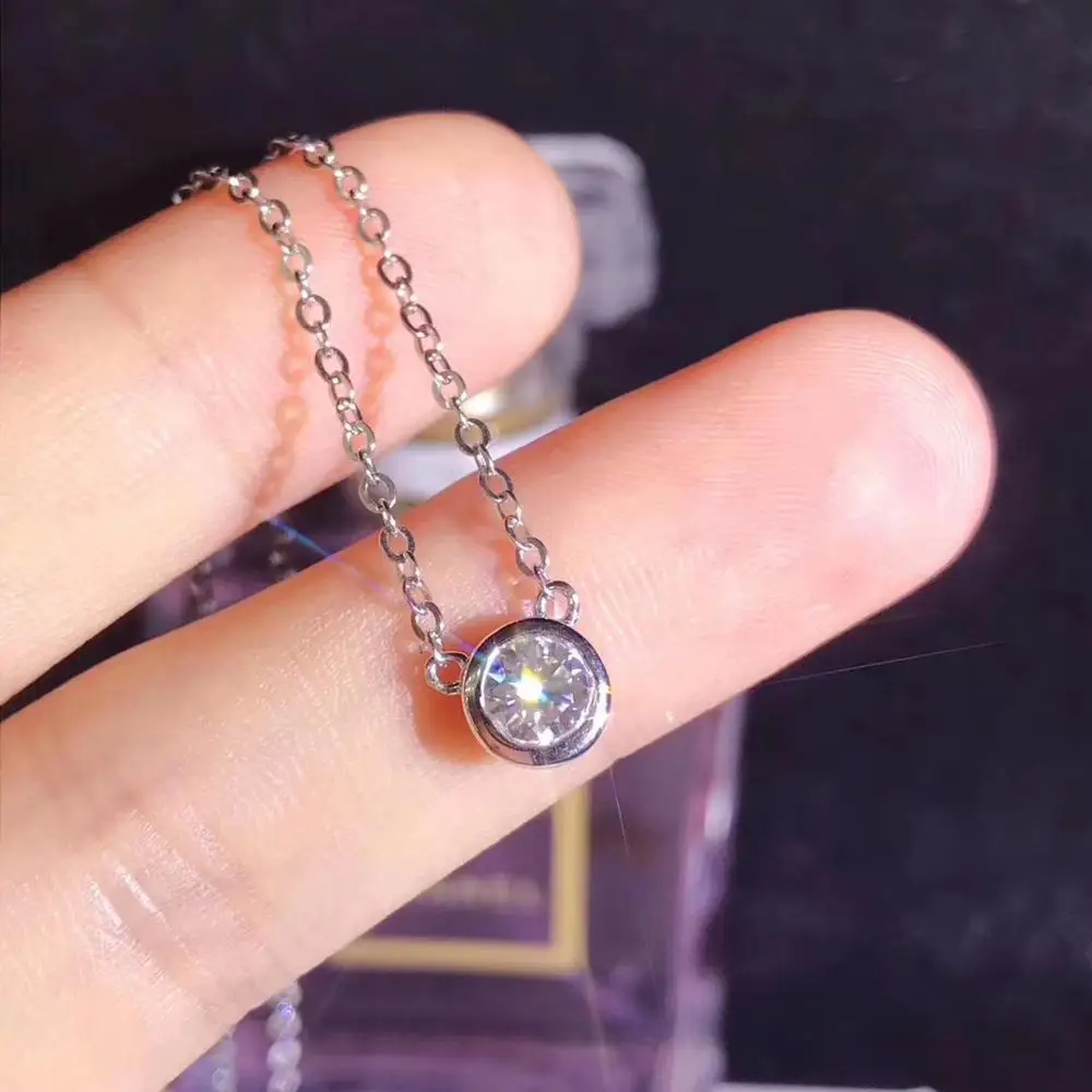 Стихи Иудейского магазина S925 Серебряное ожерелье круглое 0.50ct D VVS классическое с