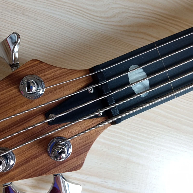 5 saiten fretless neck durch elektrische bass gitarre hickory holz top aktive bass gitarre mit kanada ahorn holz neck free global shipping