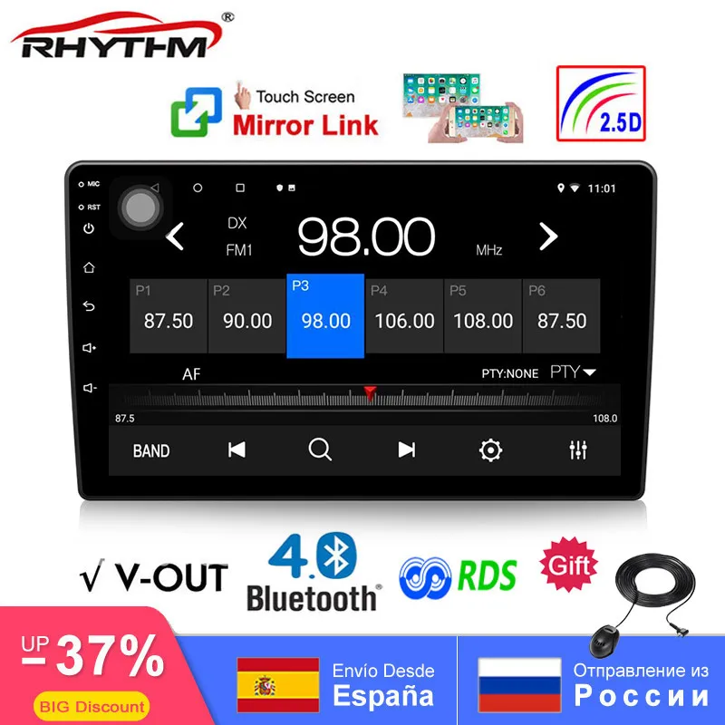 2G + 32G RDS 9 &quot10&quot Универсальный 2din Android 10 автомобильное радио 1080P GPS BT WIFI FM Зеркало