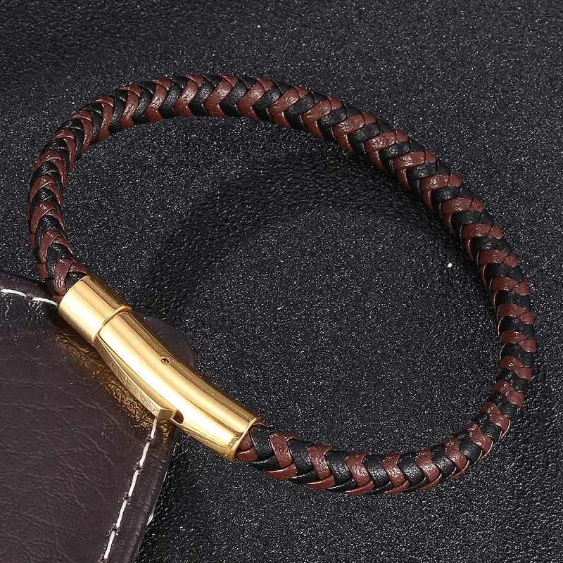 Модный 6 мм черный коричневый кожаный плетеный браслет для женщин 3 цвета