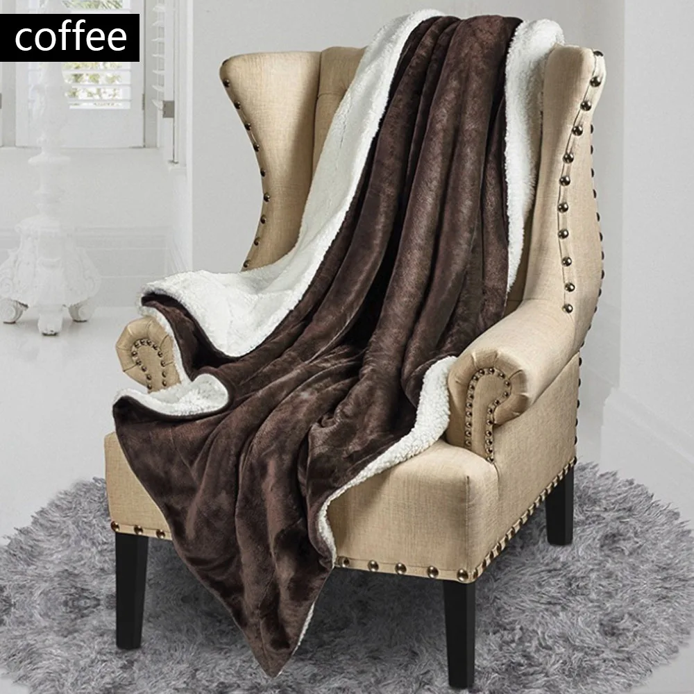 Утолщенное Флисовое одеяло из шерпы зимнее для кровати дивана офисные удобные