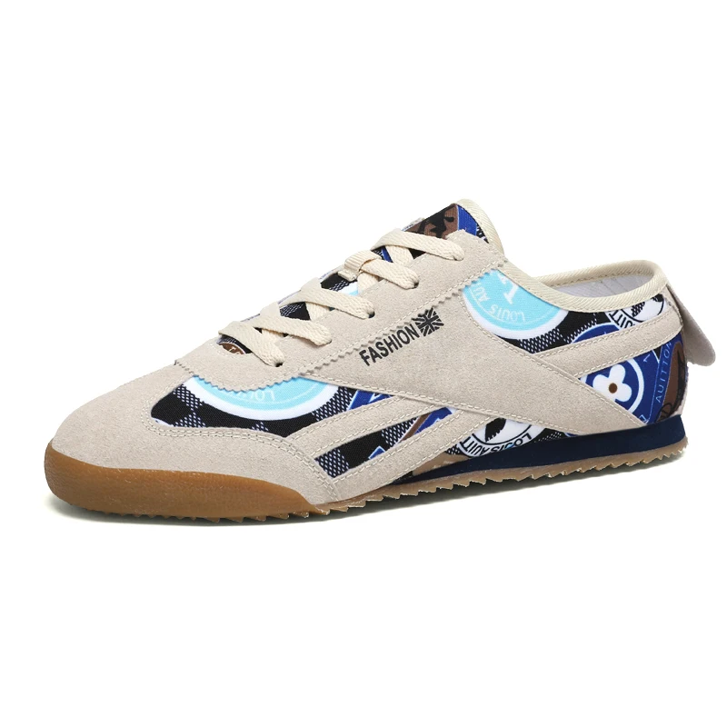 

Мужские легкие туфли с принтом, Белые Повседневные Нескользящие туфли из дышащего материала на плоской подошве, для студентов, для осени, 2021