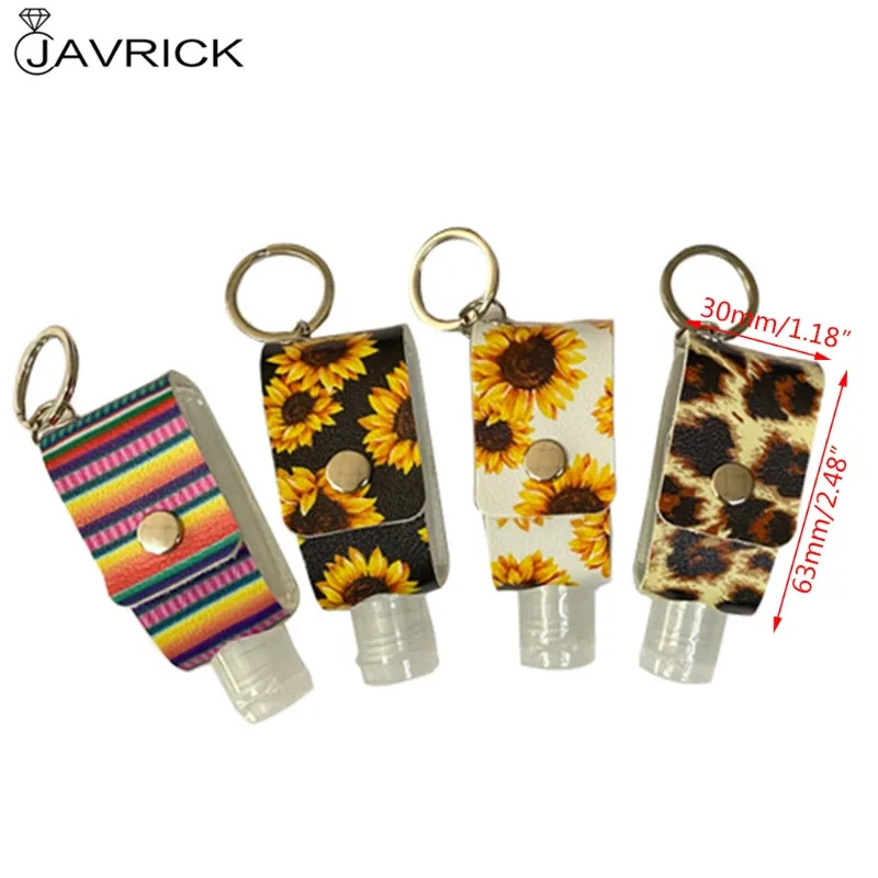 

4 Pcs 30ml Refillable Bottles Travel Hand Sanitizer Bottles Cosmetic Container with Keychain Holder with Bottle Cover
