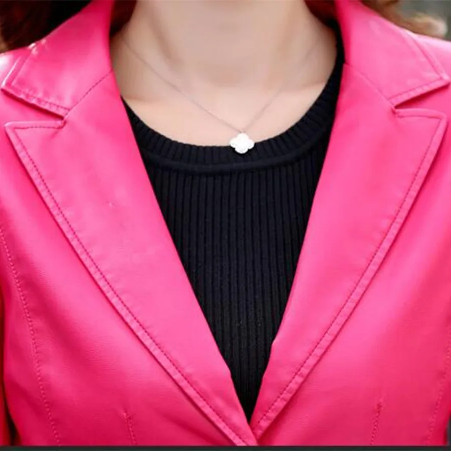 Новинка весна-осень женские кожаные блейзеры и куртки Женское однотонное