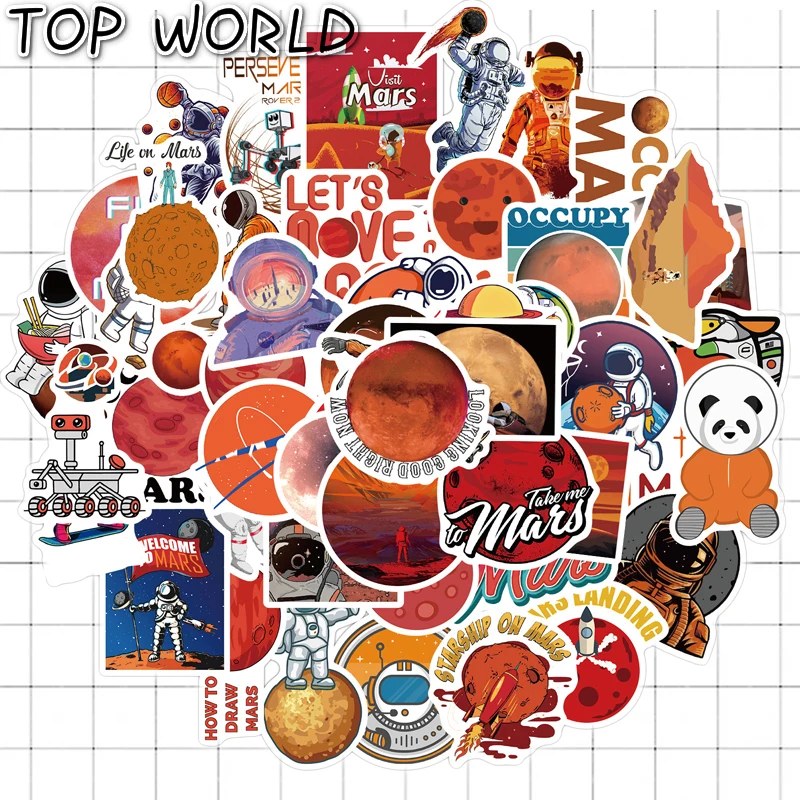 10/50Pcs/set Cartoon Astronaut Outer Space Mars Sticker For Kids Laptop Decals Luggage Suitcase Scrapbook Phone Helmet Case