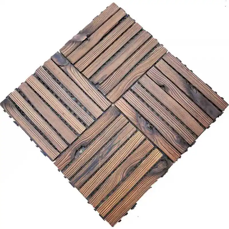 

30x30cm Carbonized anti-corrosion wood floor Outdoor Solid Wood Flooring Balcony Garden Courtyard Splicing and decoration pad
