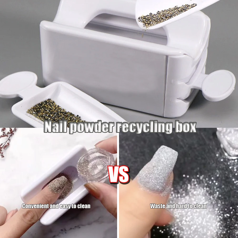 Nail Sequin Recycling Box Portable Mermaid Magic Mirror Powder Storage Case Glitter Organizer New PlasticTools#TD61#1PCS