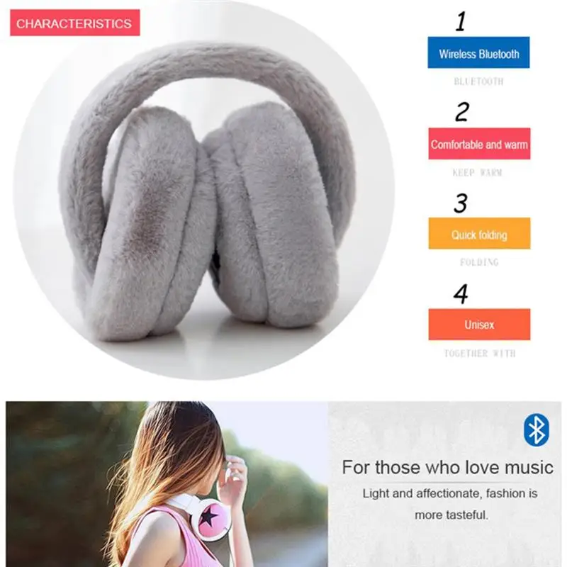 

Wireless Bluetooth Headphones For Women Girl Gift Warm Fluffy Earmuff Headphone For Women Winter Earphones