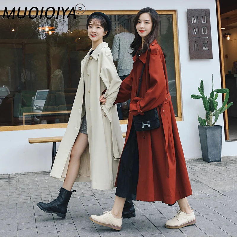 

2022 New Spring Autumn Trench Coat Women's Coats Long Section Outerwear Plus size Fashion Windbreaker Female Fall Tops тренч