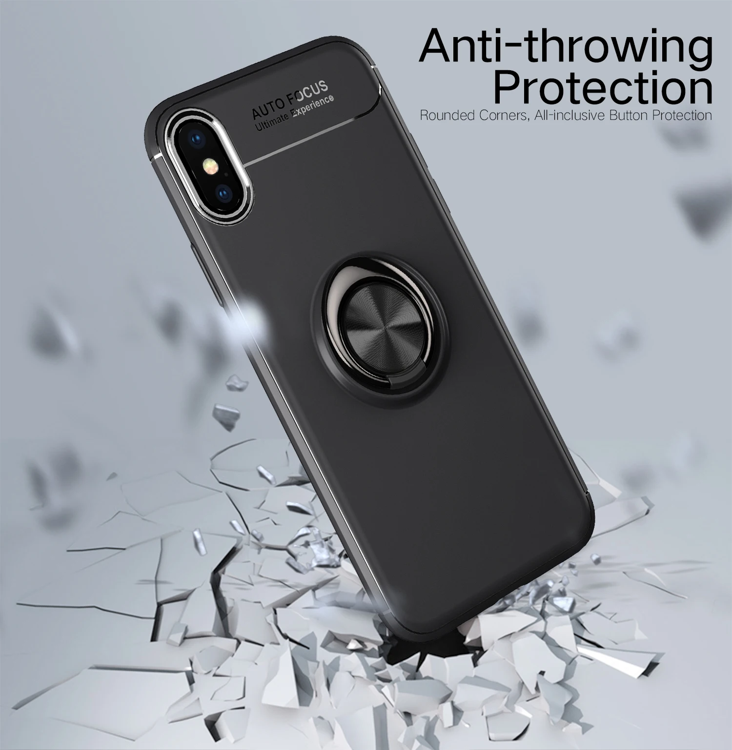 Мягкий чехол с кольцом на палец для iphone XS MAX XR 7 8 6X10 6S Plus матовый Силиконовый чехол для телефона с автофокусом