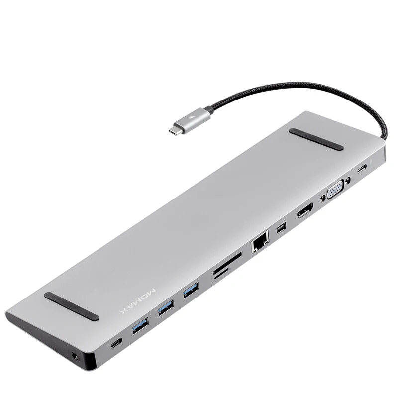 MOMAX USB C многопортовый конвертер (12 в 1) гигабит так три USB3.0 гнезда SD/TF двойной паз