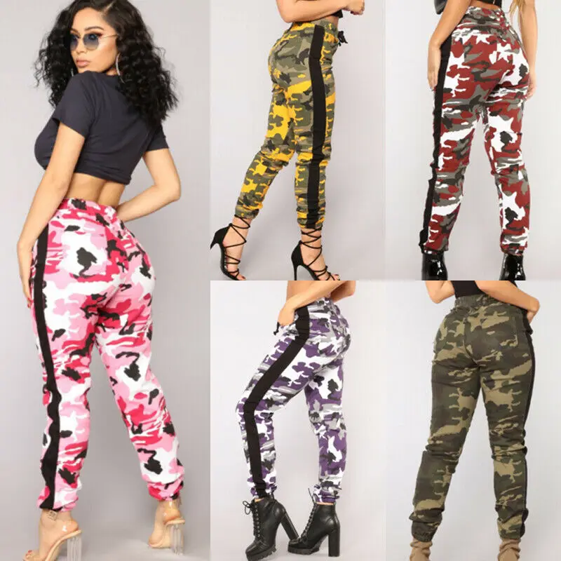 Новинка летние готические женские повседневные камуфляжные Джоггеры со