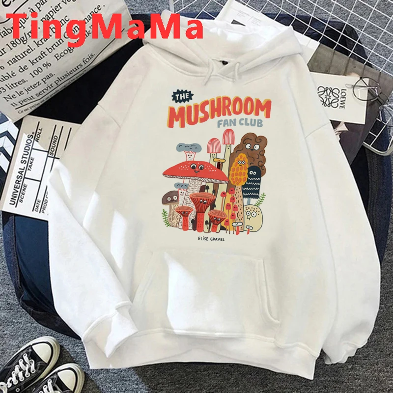 

Kawaii Cartoon Mushroom Hoodies Women Grunge Winter Warm Anime Graphic Streetwear Oversized Harajuku Unisex Sweatshirts Female