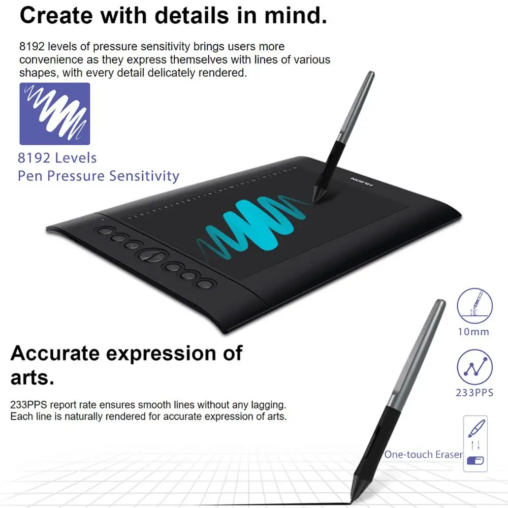 HUION USB цифровые графические планшеты H610PRO V2 с функцией наклона PW100 планшет для