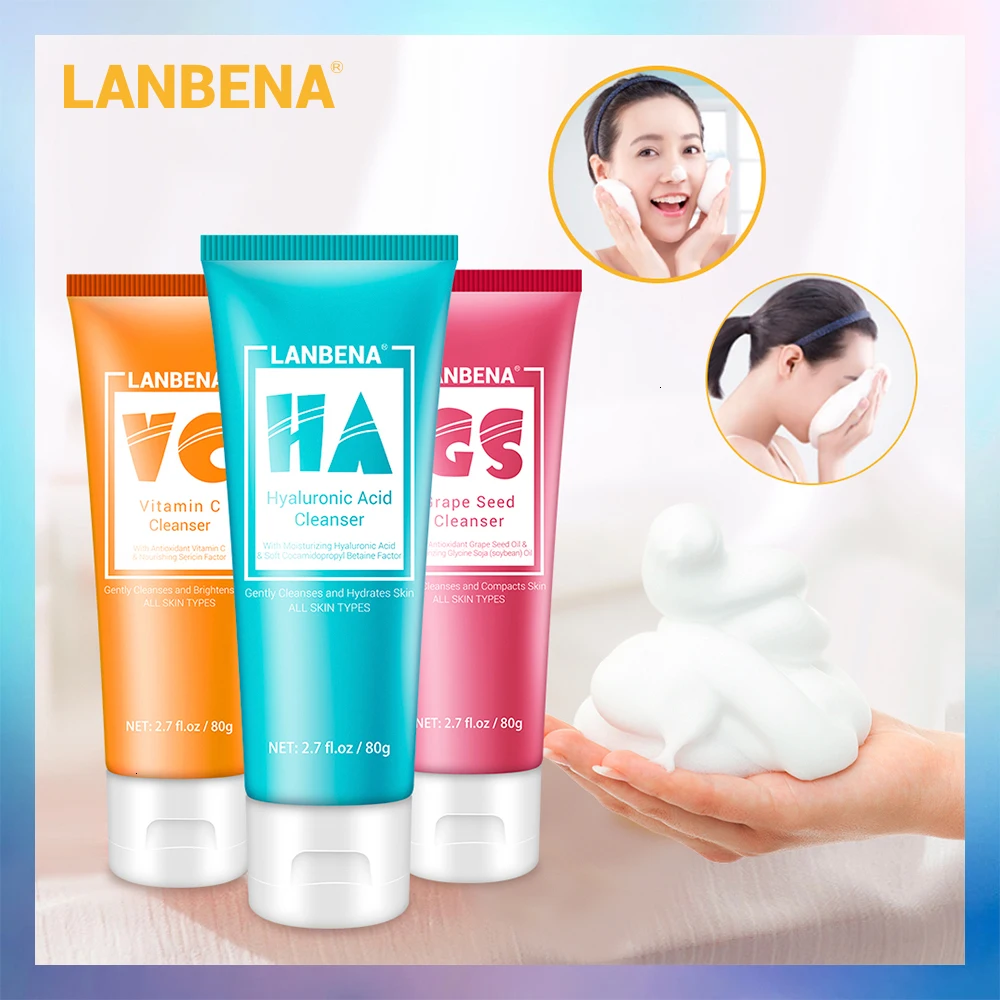 LANBENA очищающий лосьон для лица моющий пенопласт Увлажняющий Очищающий скраб для лица глубокое очищение сужает поры контроль масла Уход за лицом