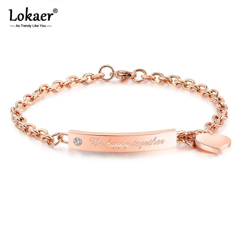 Романтический браслет Lokaer из титановой стали браслеты с сердечками