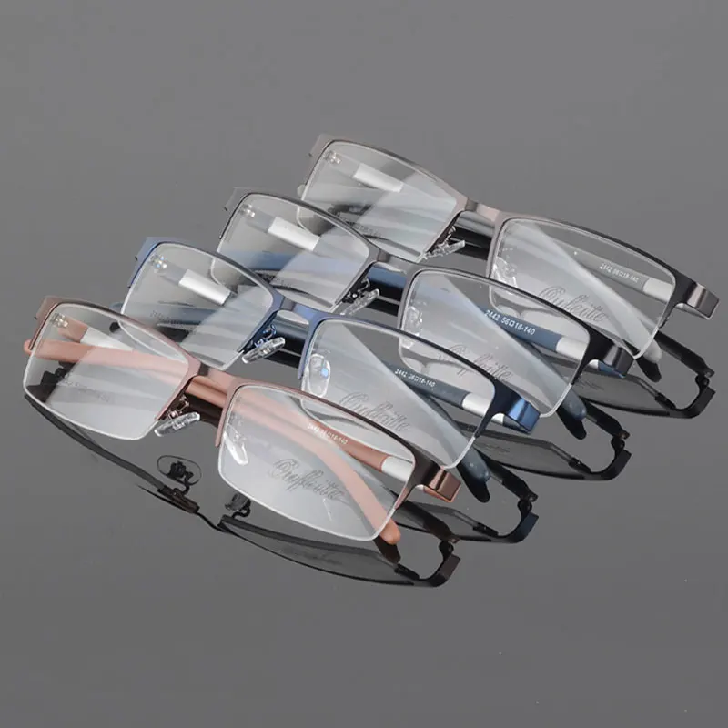

New Arrival Ultra-Light Acetate Frame Glasses Half Rim Spectacles with Spring Hinges Men Business Style