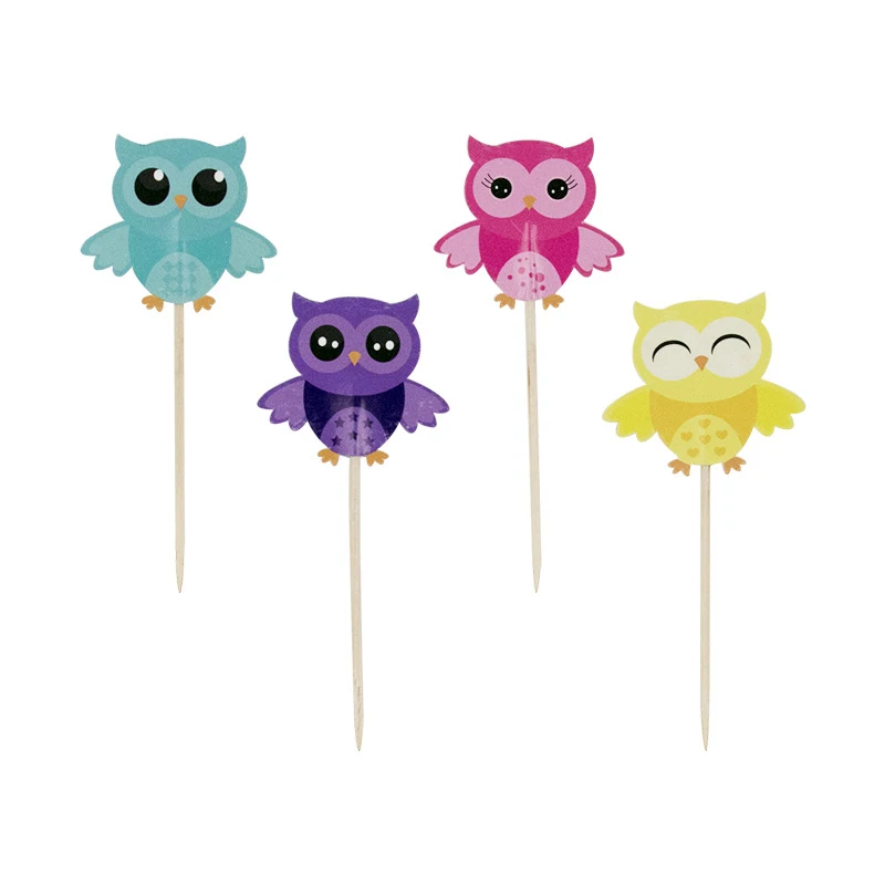 Розового цвета с рисунком Совы тема набор одноразовой посуды лоток бумажный