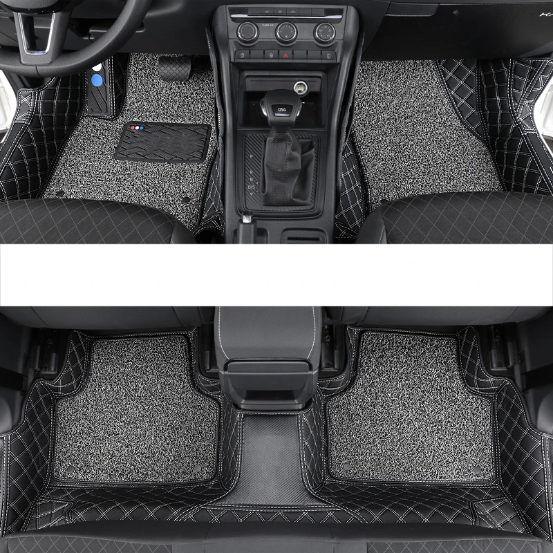 black white wire 2 Lsrtw2017 кожаный автомобильный салон автомобиля коврик для ног коврик для Skoda Karoq ковер аксессуары - Название цвета: black white wire 2
