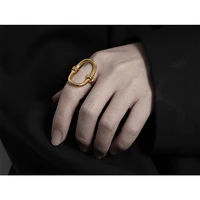 designer exaggerated hollow big oval knotted open ring female ins fashion cold wind simple ring ring punk ring none
