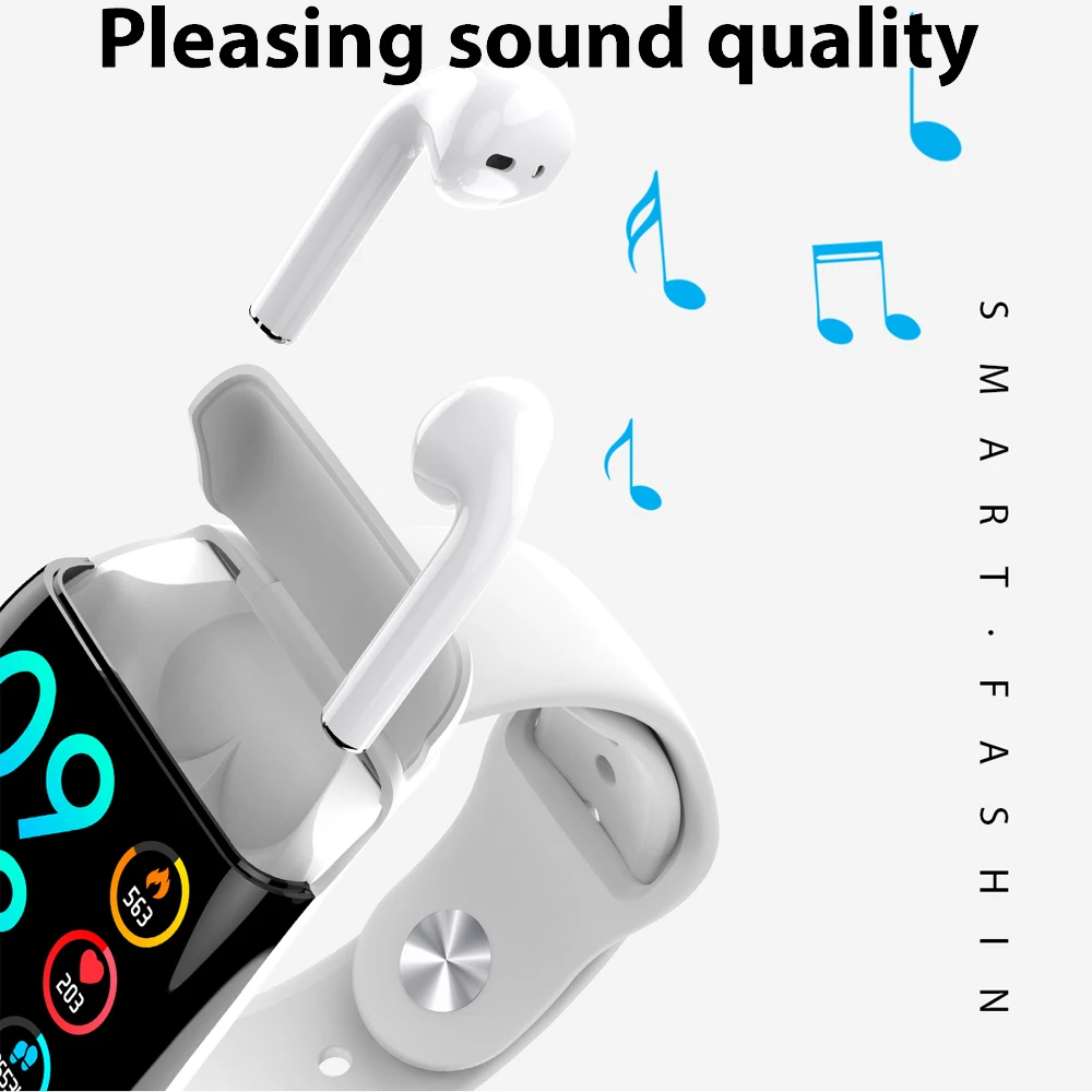 Новые беспроводные наушники умные часы мужские и женские пульсометр спортивные