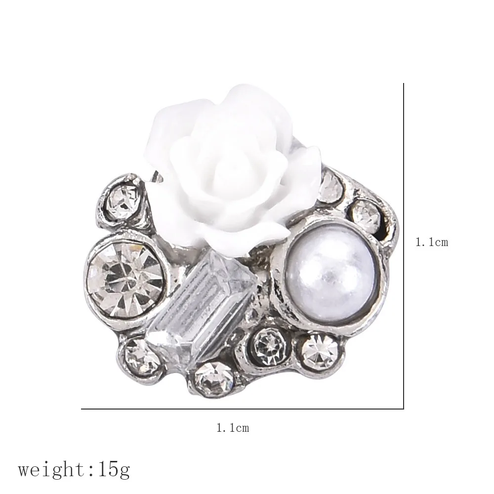 

10Pcs/pack 3D Nail Art Decoration Designs White Rose pearlNails Glitter Rhinestone DIY Flat Nail Accesoires Jewelry Ongles